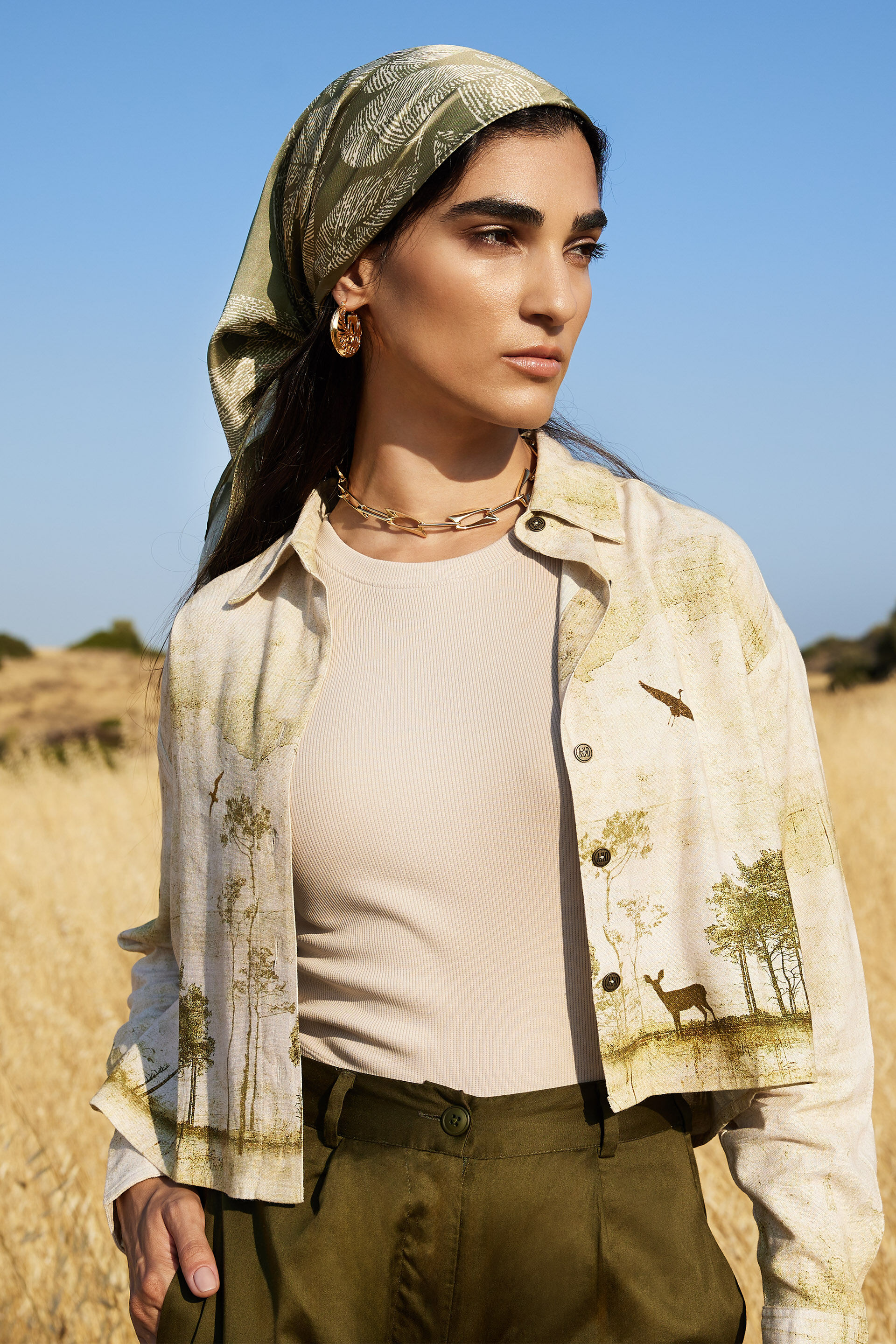 Masai Cropped Shirt, Green, image 1