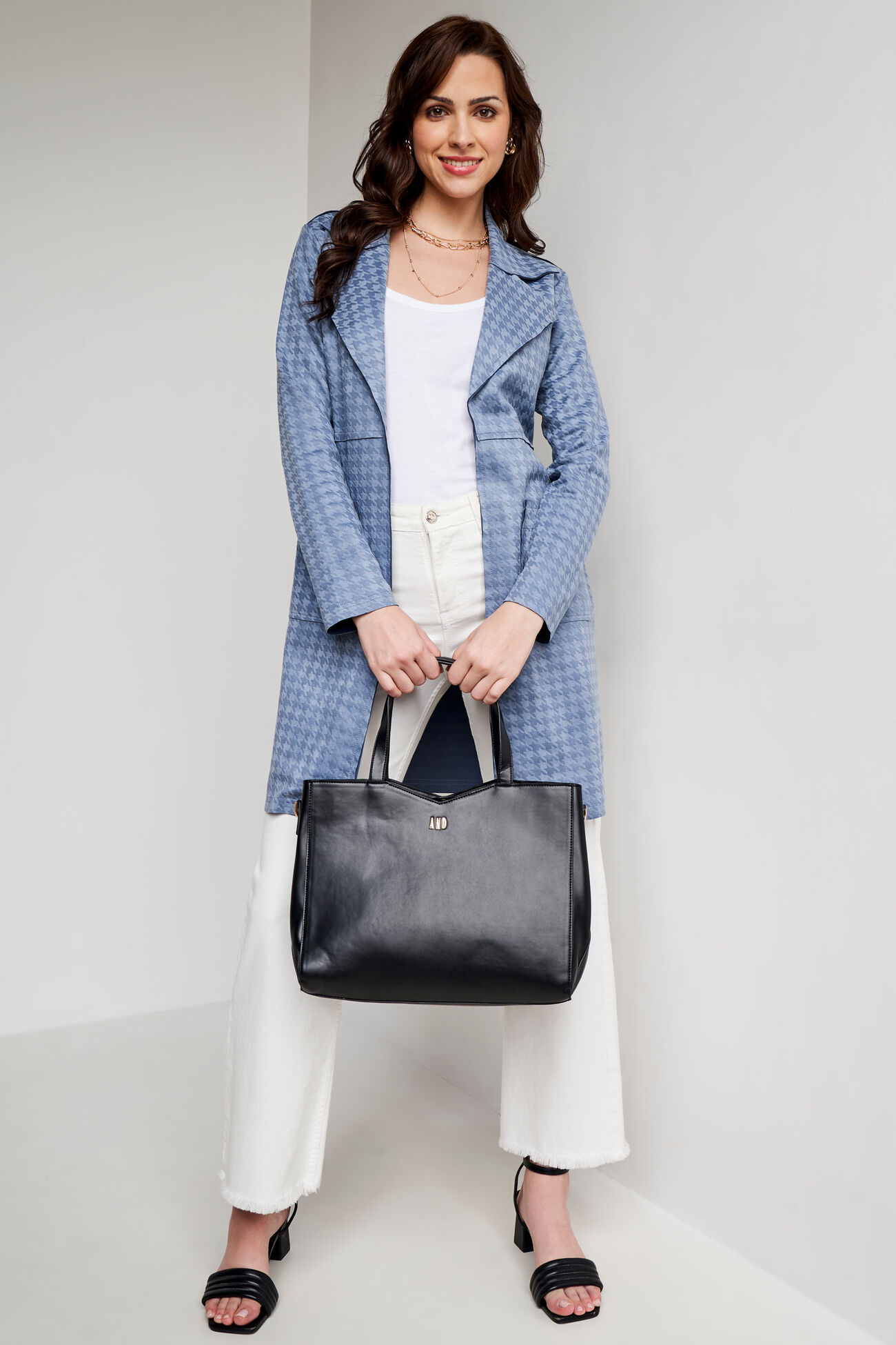Blue Solid Long Length Jacket, Blue, image 3