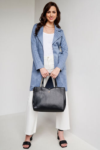 Blue Solid Long Length Jacket, Blue, image 3