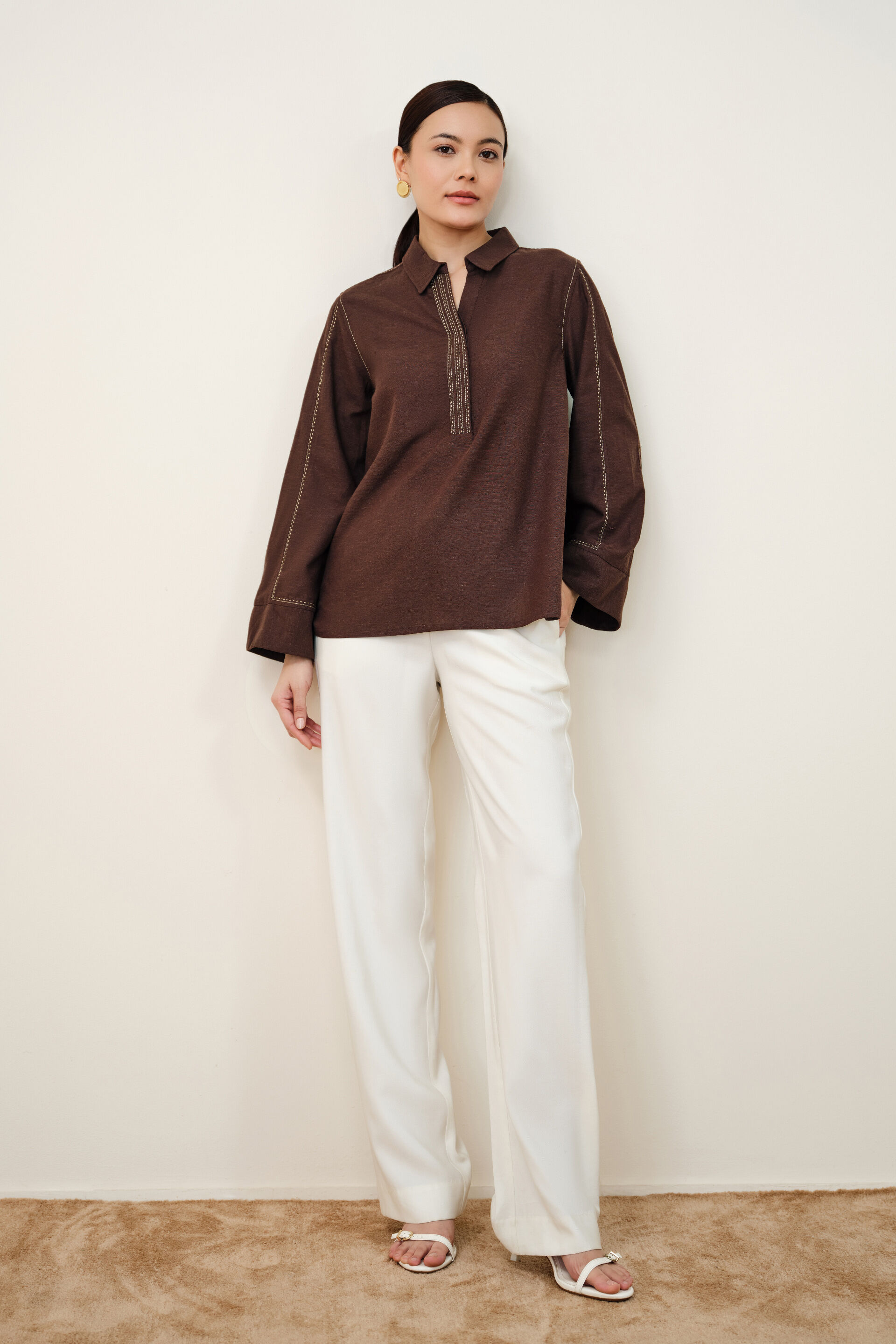 Orelia Brown Top, Brown, image 2