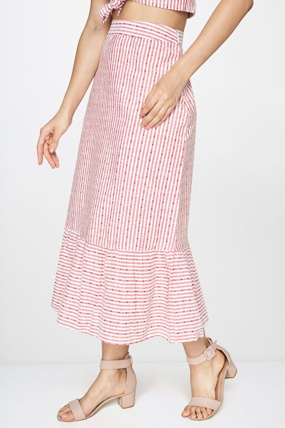 4 - Red - White Stripes A-Line Skirt, image 4