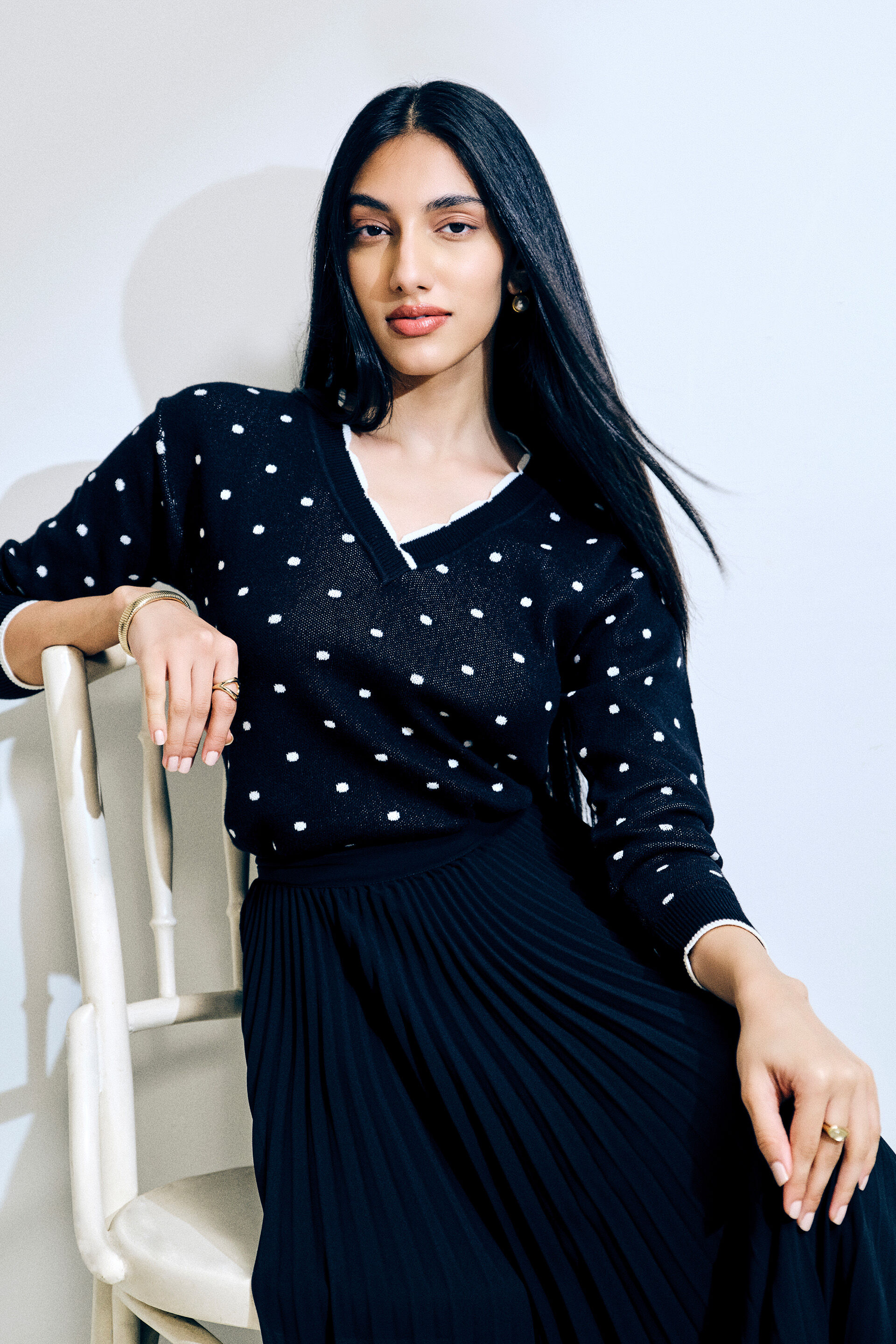 Polka Story Sweater, Black, image 4