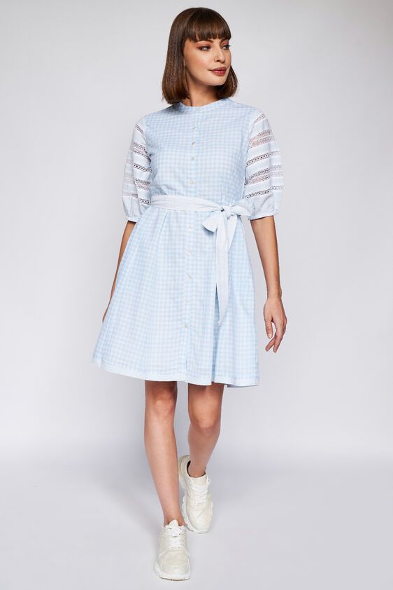 Blue Stripes Straight Dress, Blue, image 2