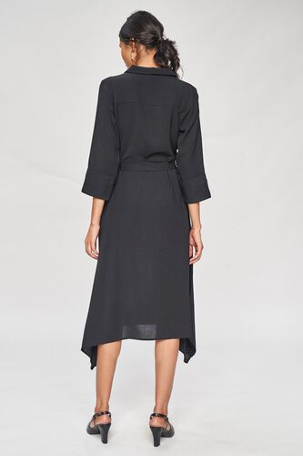 2 - Black Solid A-Line Dress, image 2