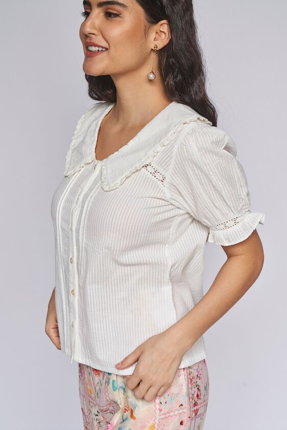 5 - White Solid Blouson Top, image 6