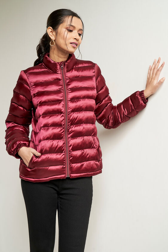Maroon Self Design Straight Jacket, Maroon, image 4