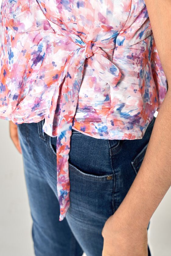 5 - Multi Color Floral Printed Peplum Top, image 5