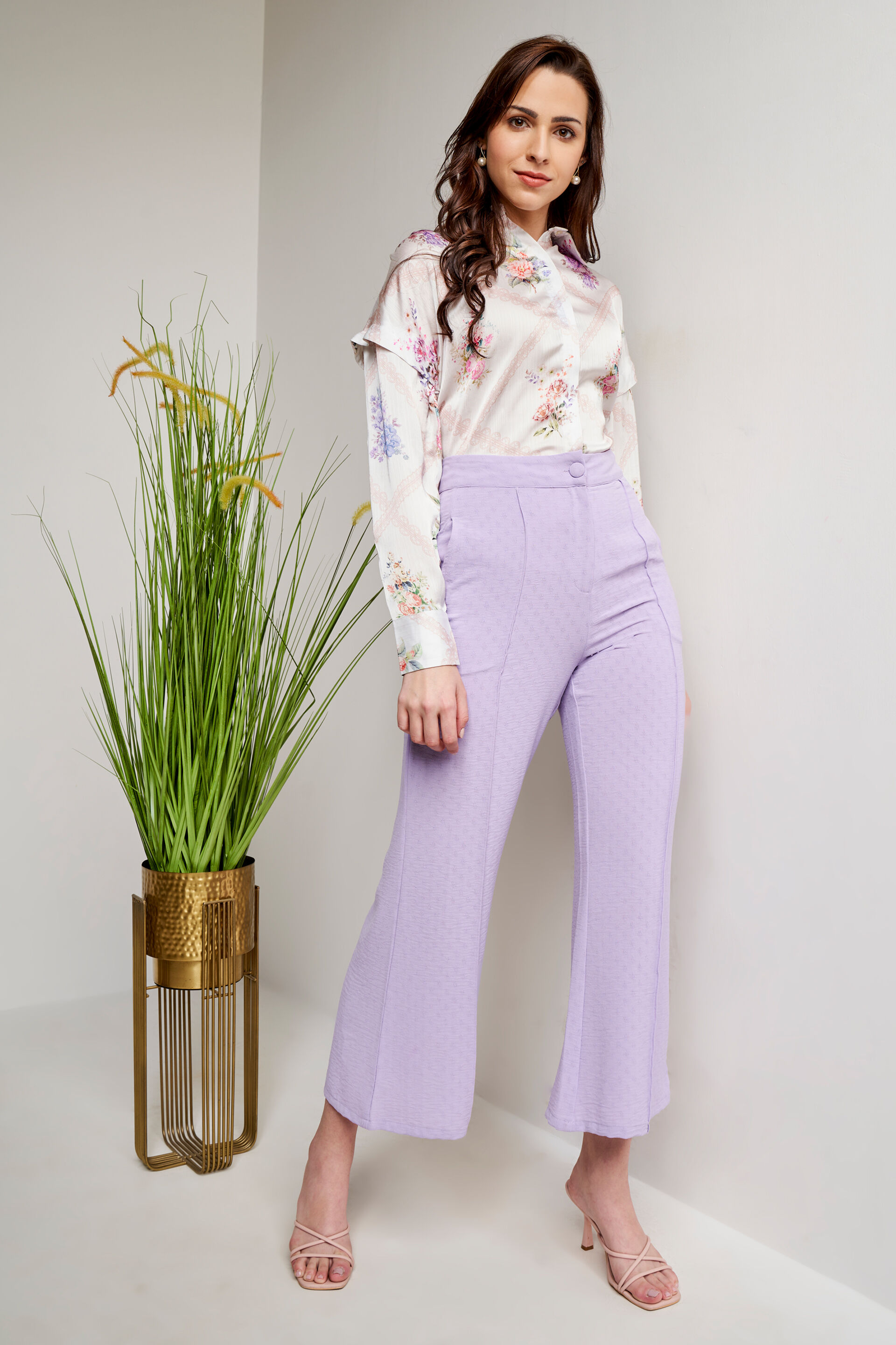 Cream Floral Shirt Style Top, Cream, image 3