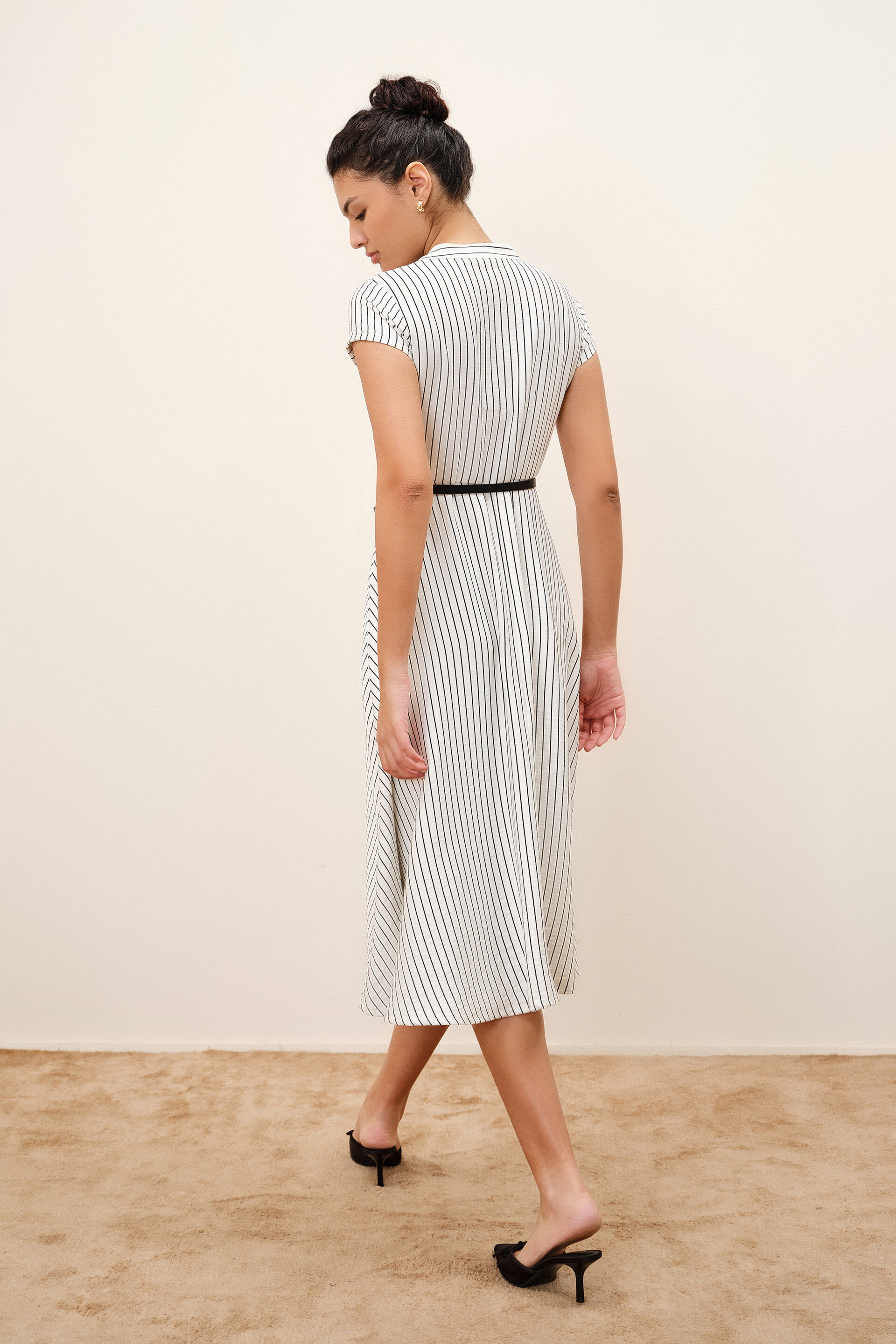 Janet Striped White Dress, White, image 5