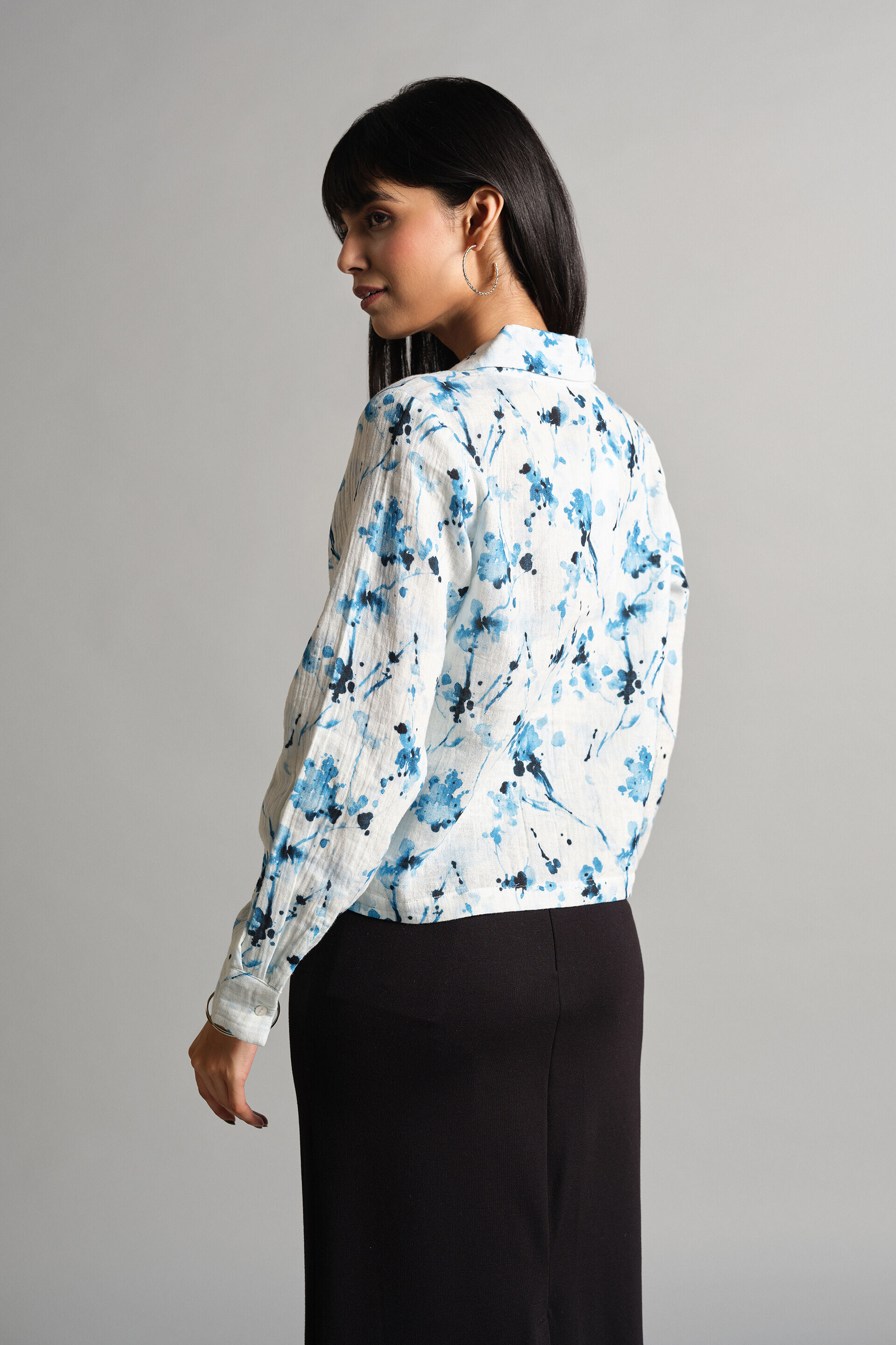 Flower Spot Shirt, Blue, image 4