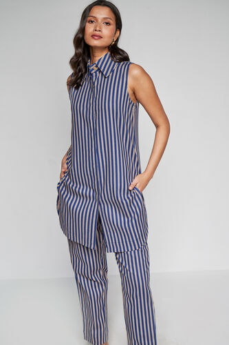 Blue And Gold Striped Symmetry Coord Set, Blue, image 2