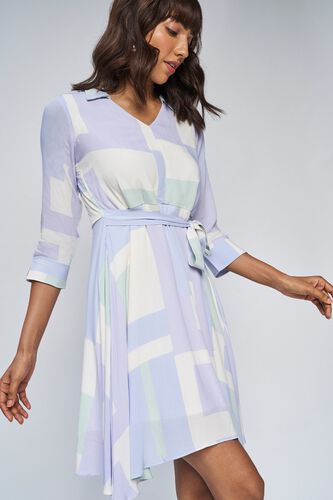 1 - Powder Blue Colorblocked A-Line Dress, image 1