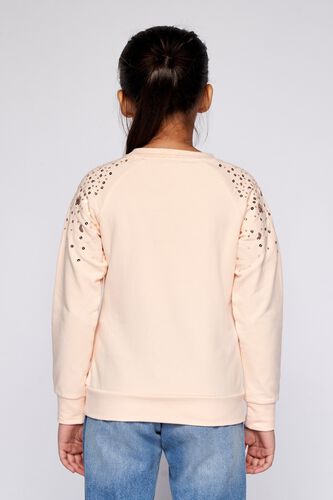 5 - Peach Solid Embellished Sweatshirt, image 5
