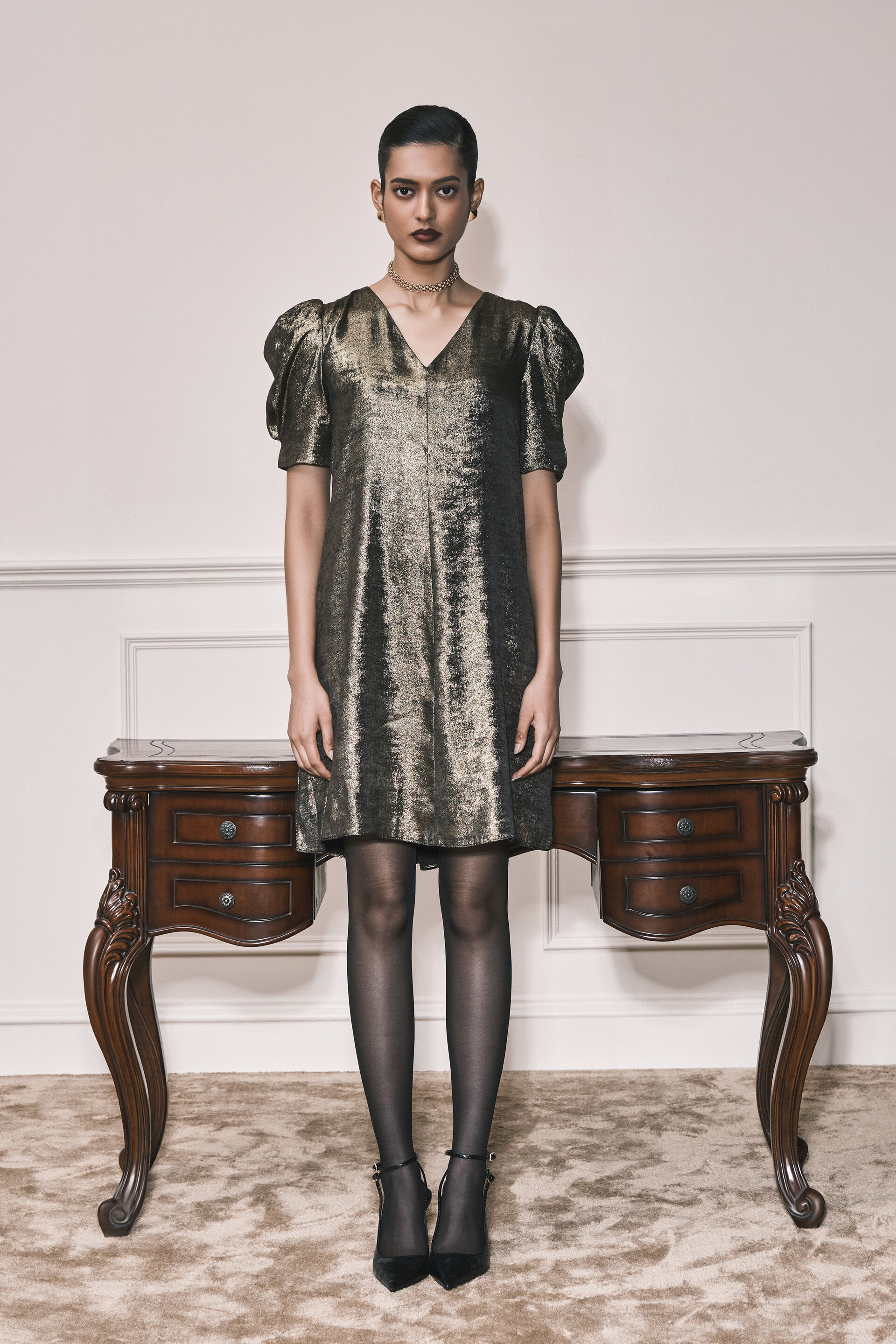 The Stardust Metallic Dress, Gold, image 4