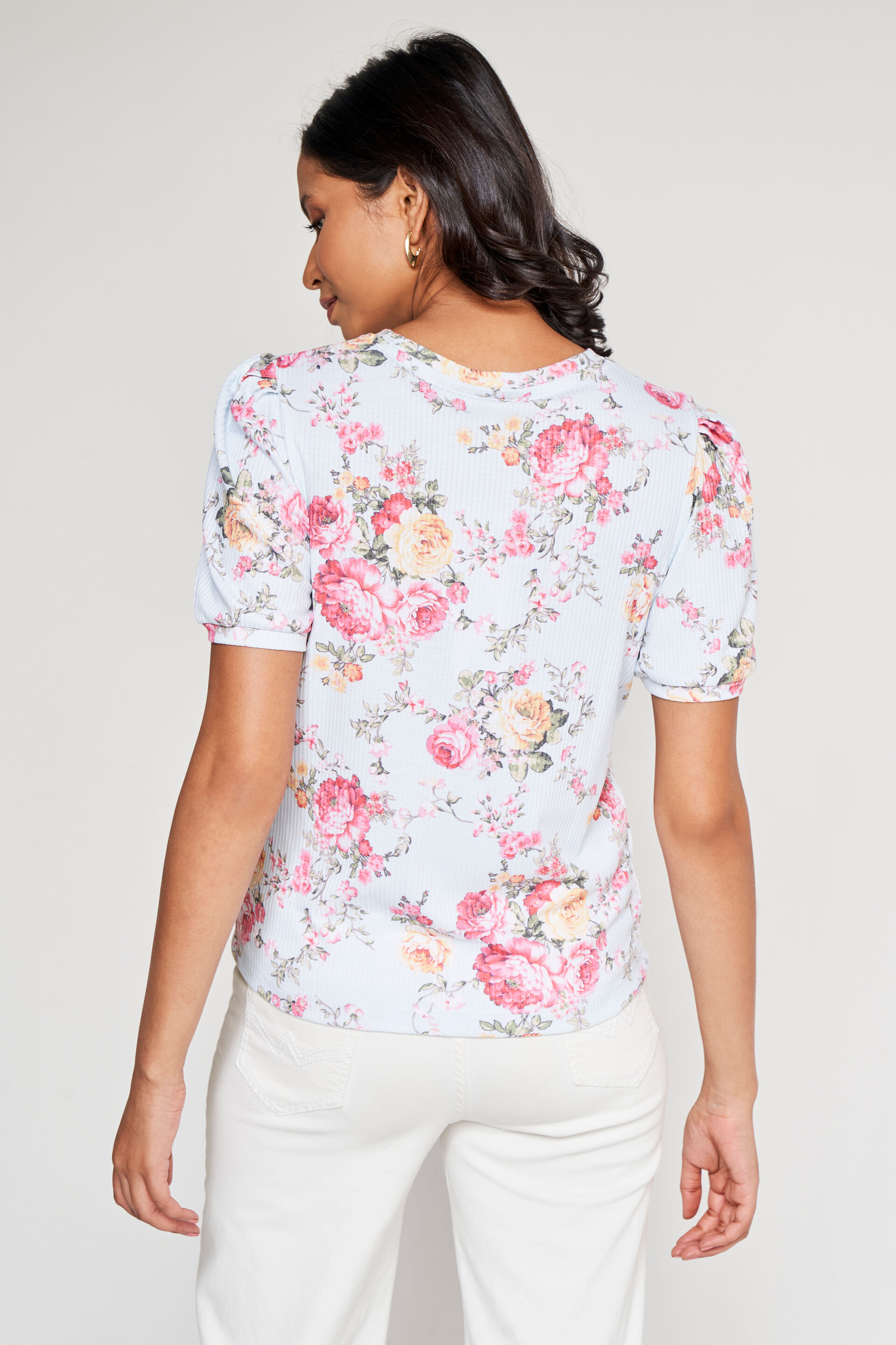 Blue And Red Floral Straight Top, Blue, image 4