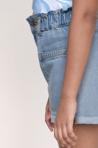 Light Blue Solid Straight Shorts, Light Blue, image 5