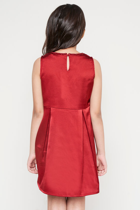Maroon Solid Party Dress, Maroon, image 4