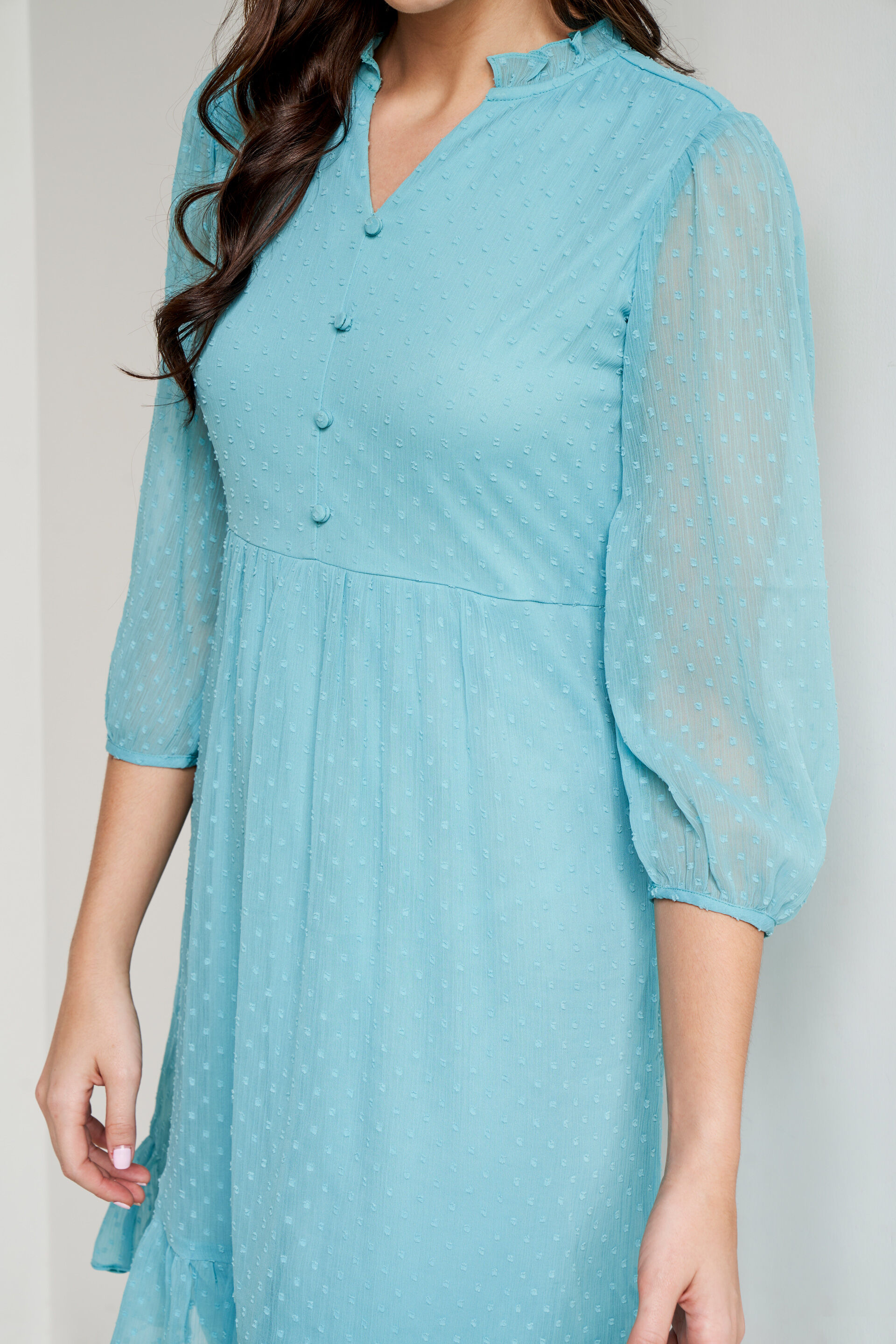 Sea Green Solid Flared Dress, Sea Green, image 5