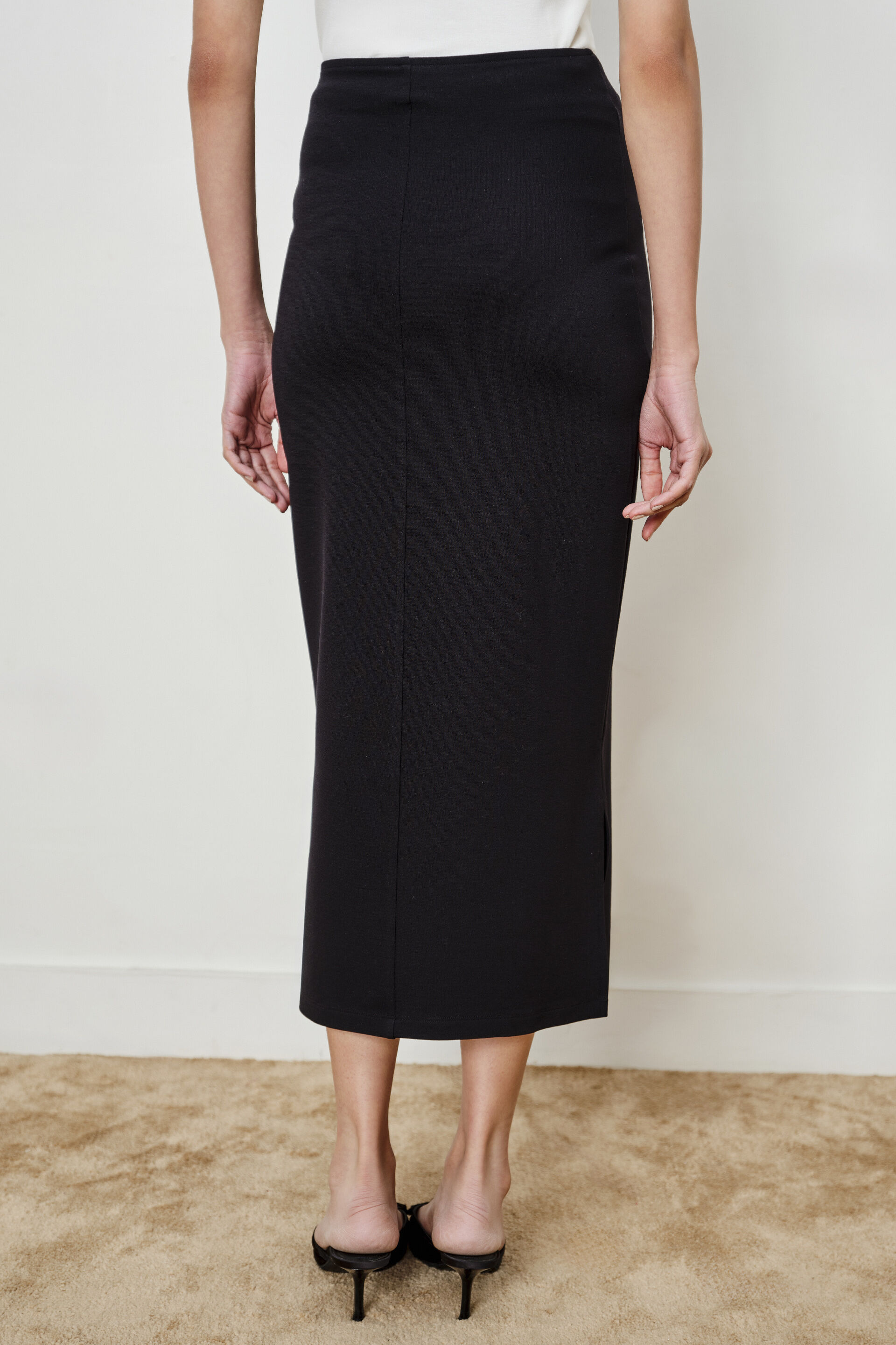 Black Luxe Pencil Skirt, Black, image 4