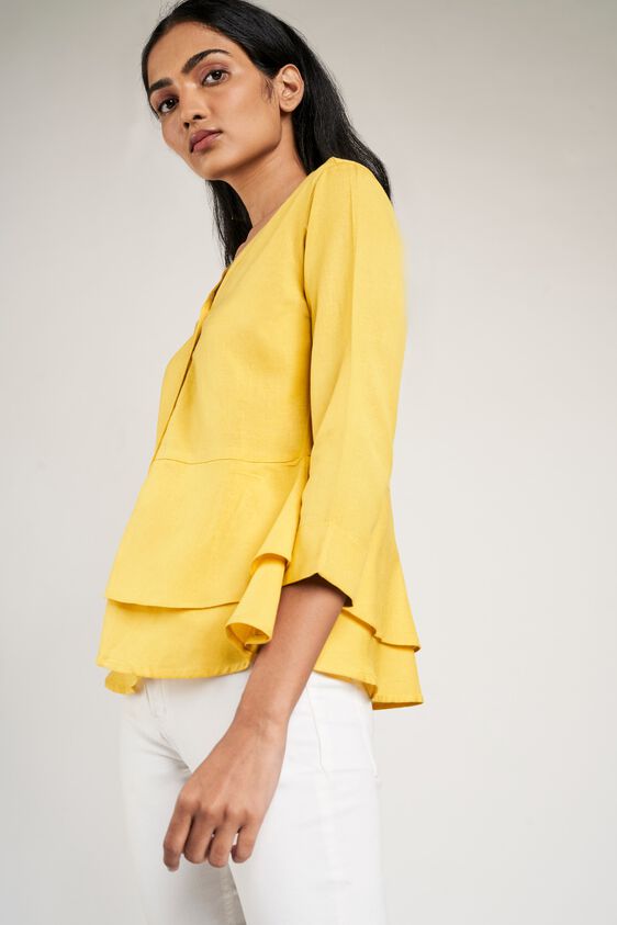 3 - Yellow Solid Peplum Top, image 3