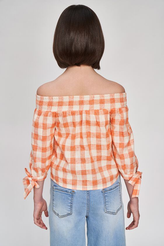 5 - Orange Checked Printed Off Shoulder Top, image 5
