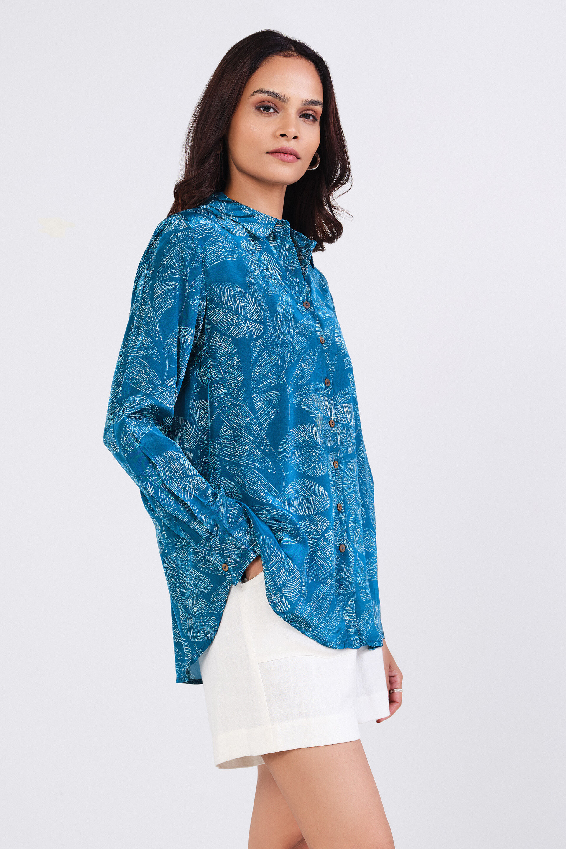 Blue Blooms Shirt, Blue, image 4