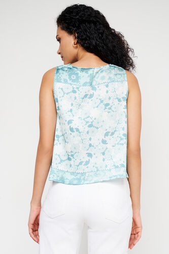 White and Green Floral Straight Top, White, image 5