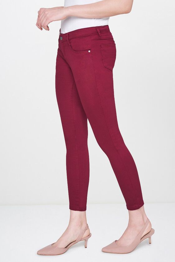 4 - Maroon Slim Leg Crop Bottom, image 4