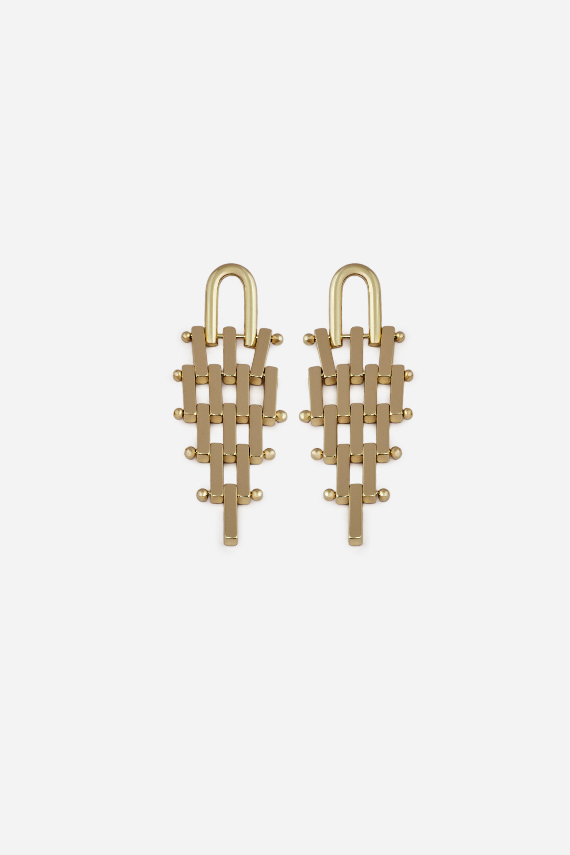 Gold Lattice Drop Earrings, , image 1