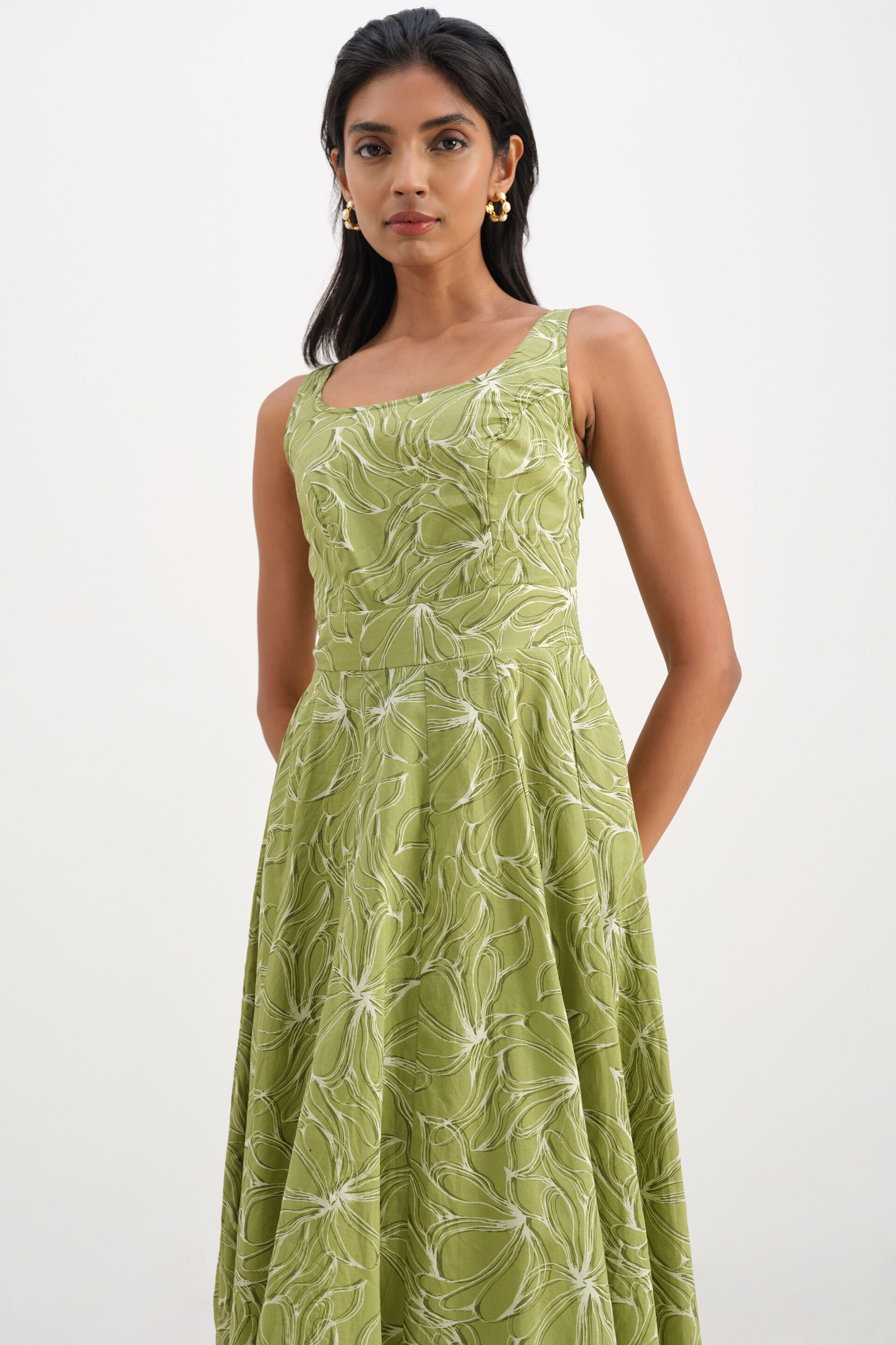 Olive Charm Dress, Green, image 3