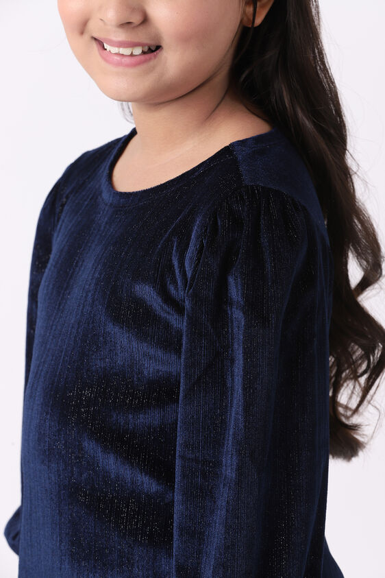 Navy Blue Solid Flounce Dress, Navy Blue, image 5