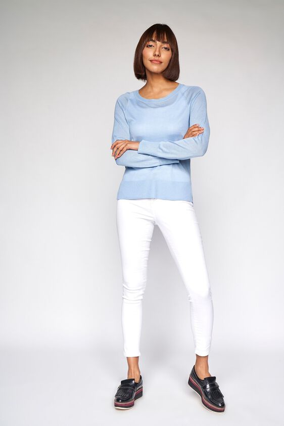 4 - Powder Blue Self Design A-Line Top, image 4