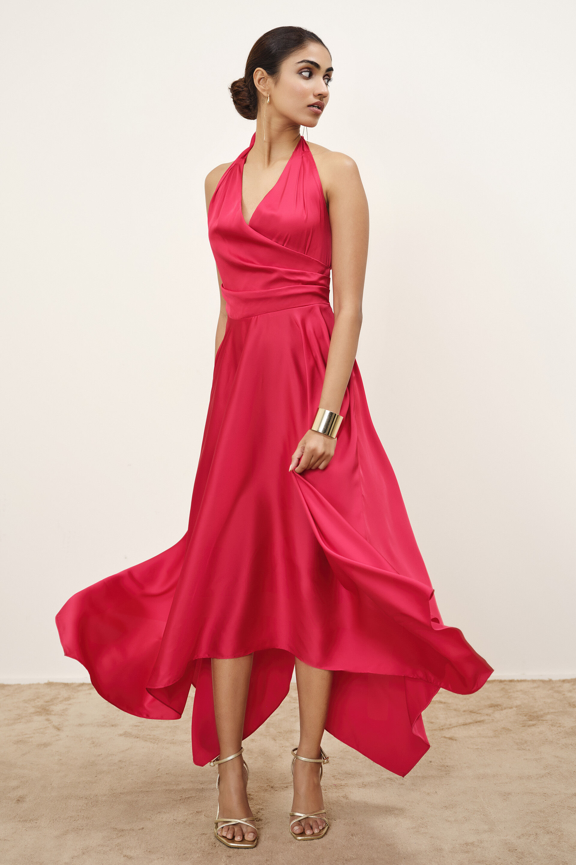 Rose Red Halter Dress, Red, image 2