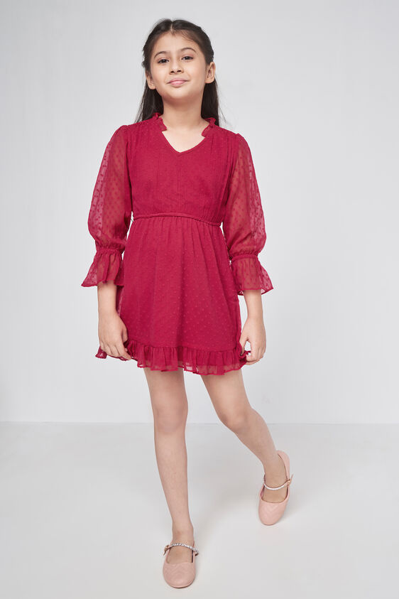 Solid Flared Dress, Red, image 2