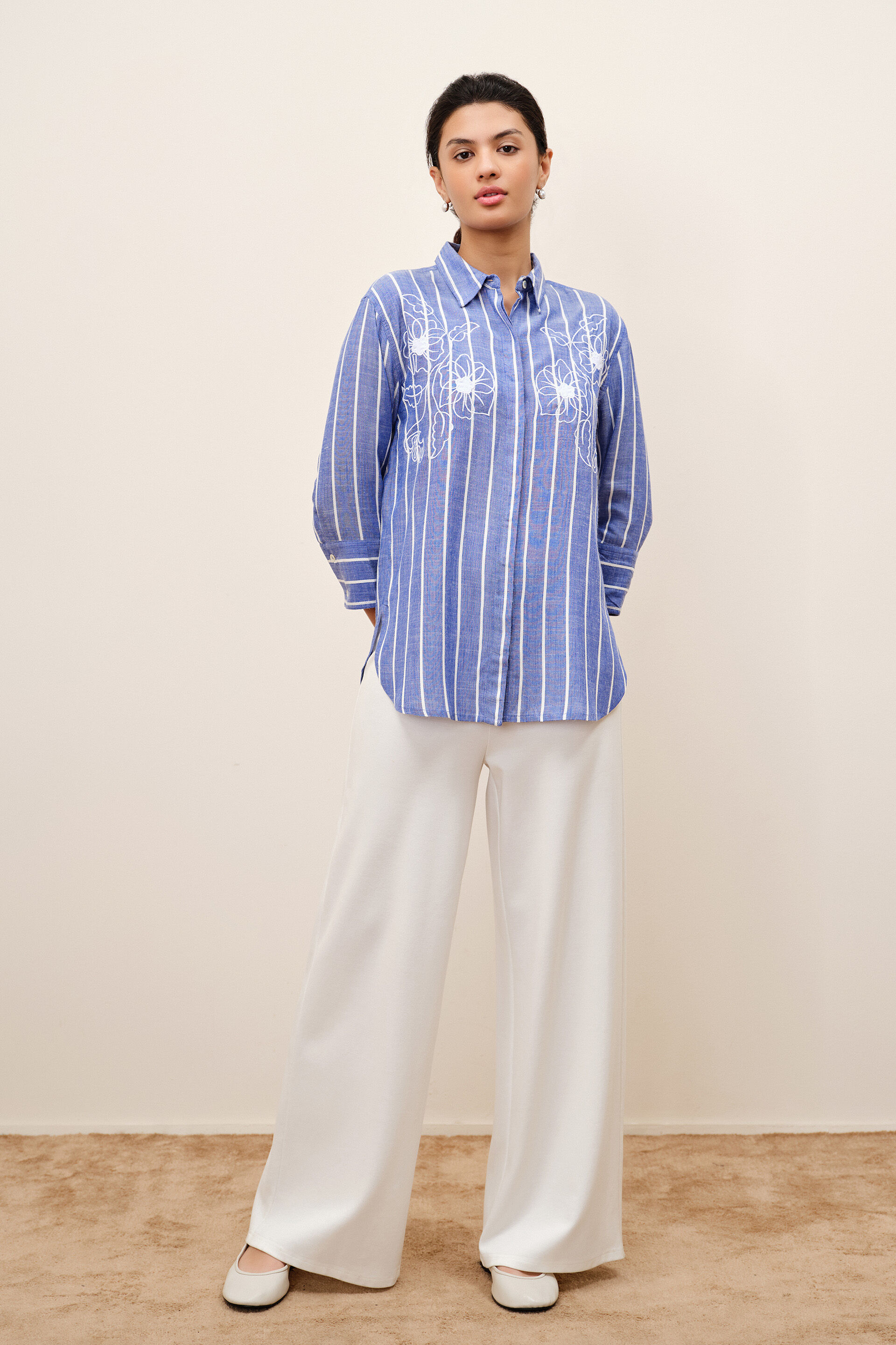 Isola Embroidered Blue Shirt, Blue, image 2