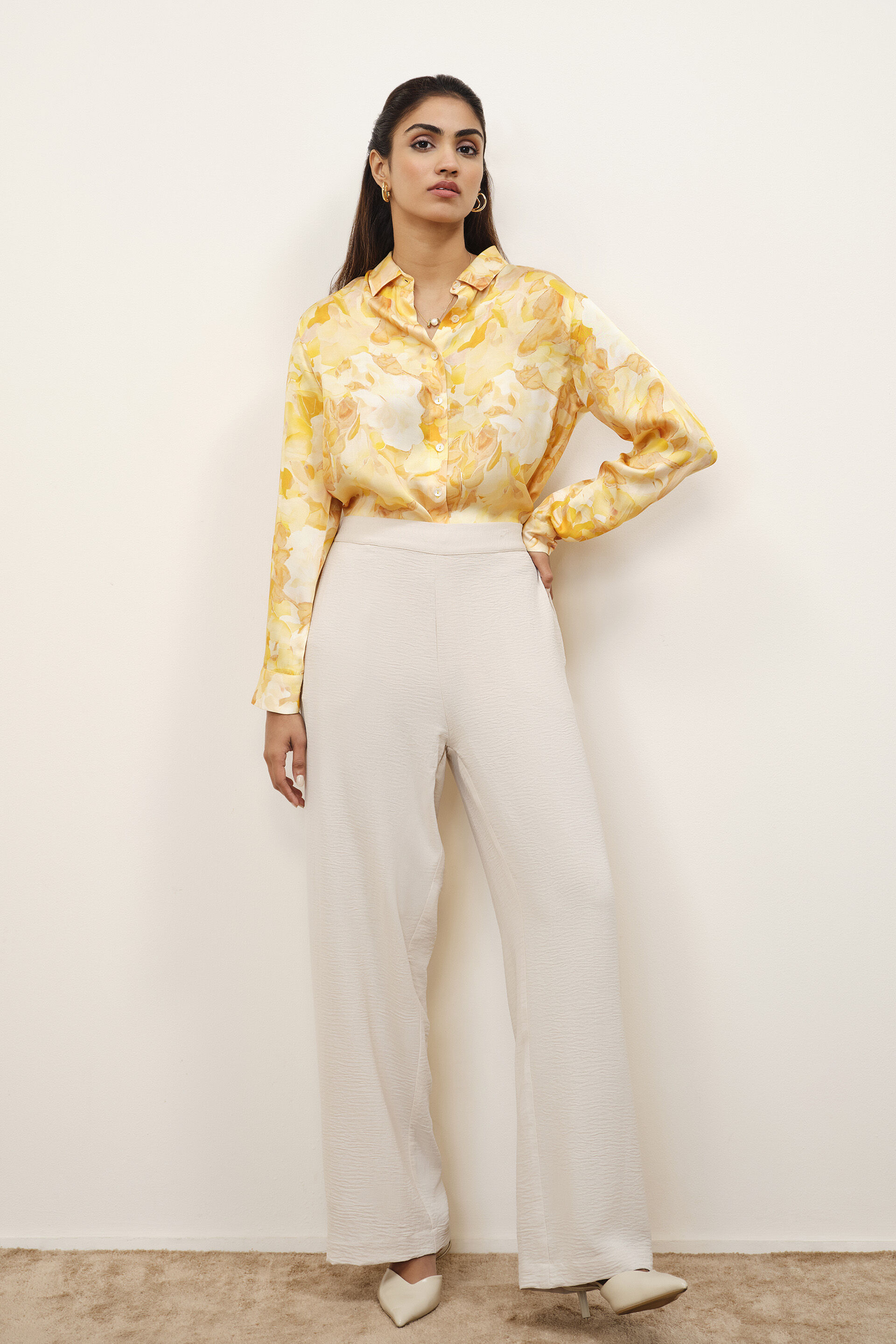 Yellow Modal Printed Shirt, Yellow, image 4