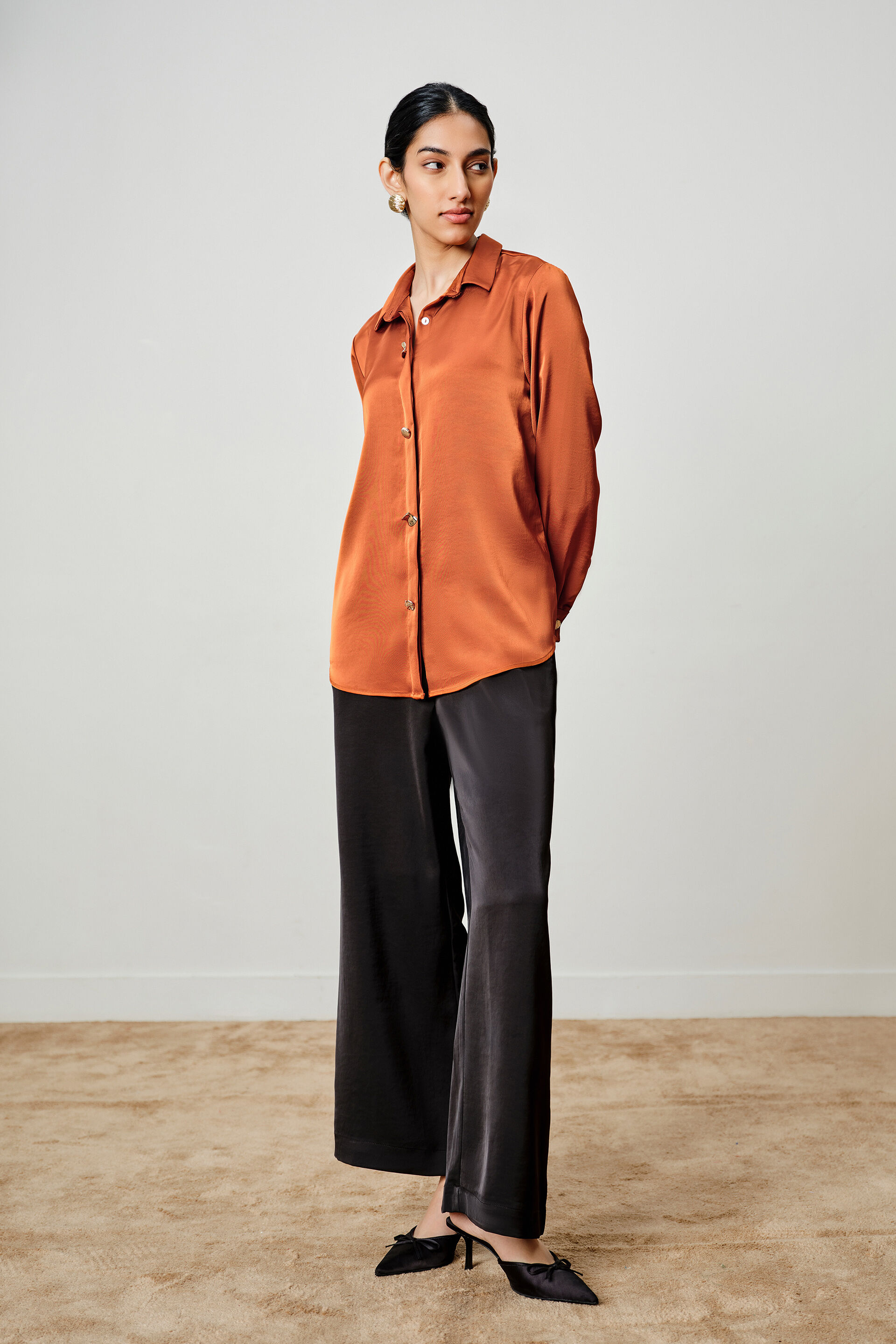Roux Rust Satin Shirt, Rust, image 4