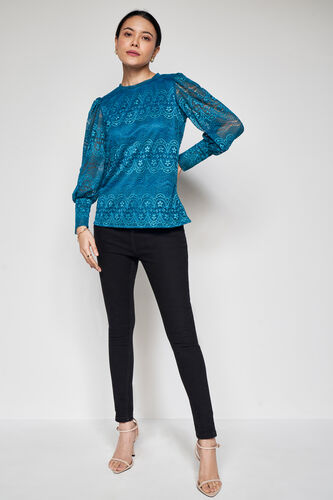 Noir Lace Top, Turquoise, image 2