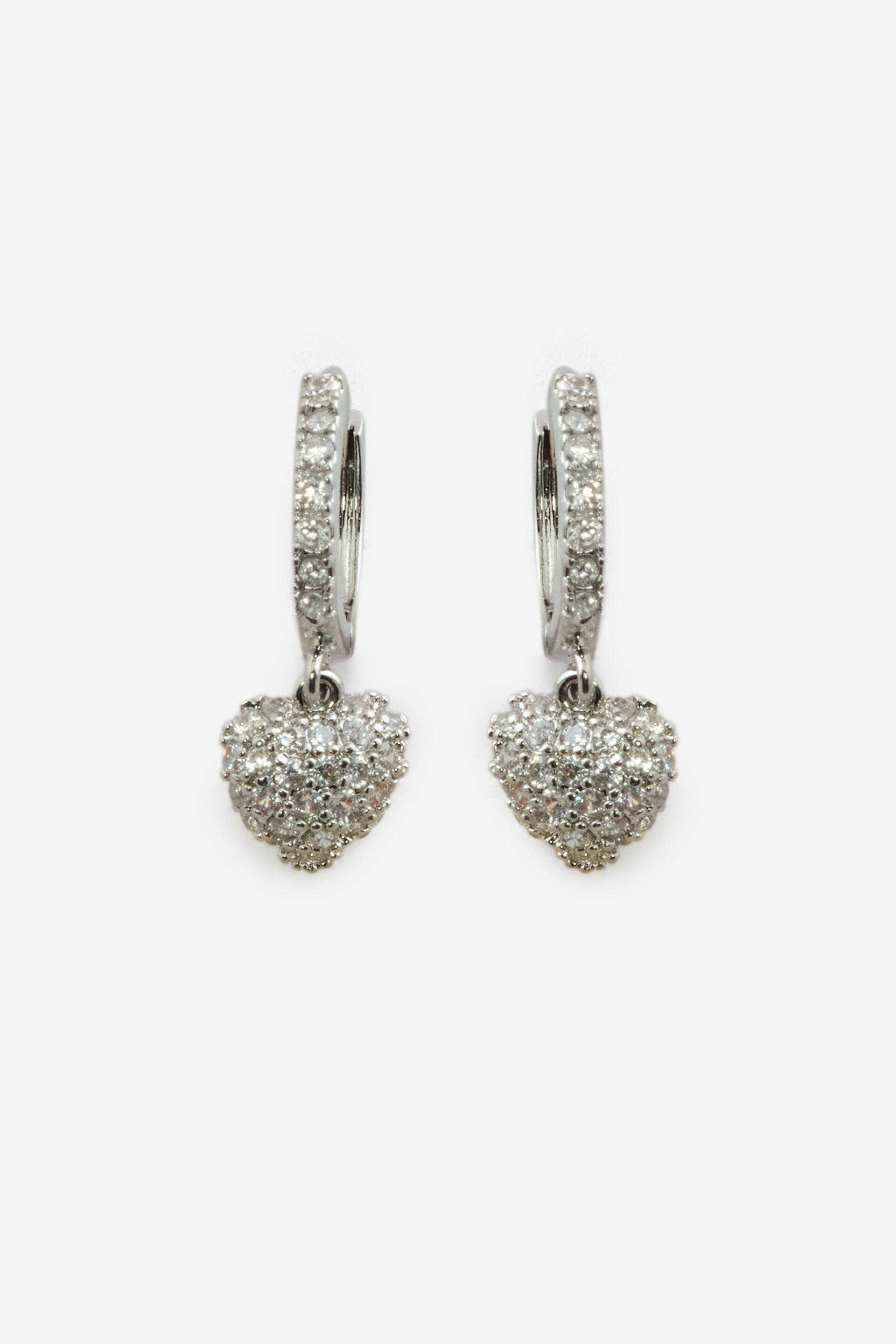 Embellished Heart Huggie Earrings, , image 1