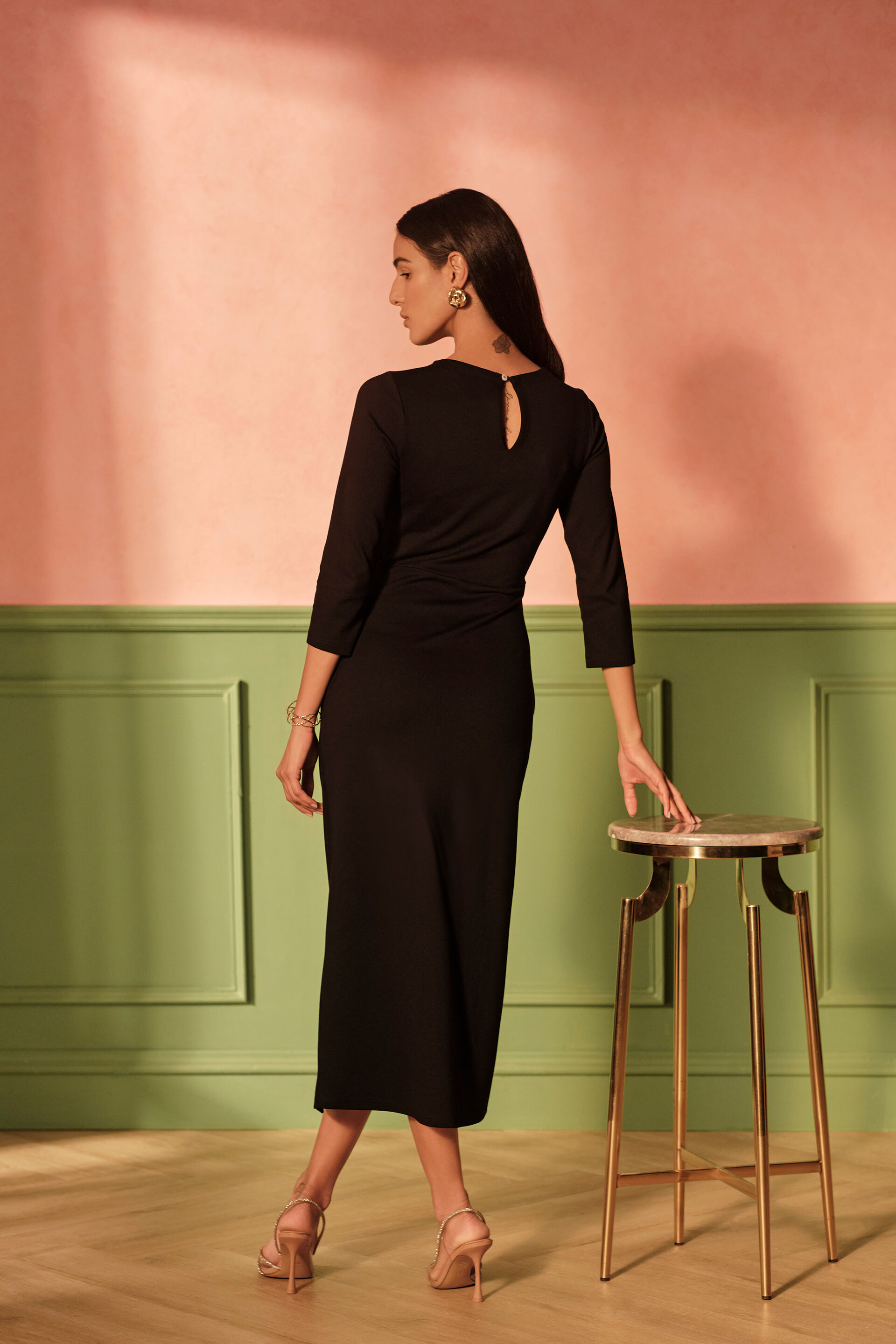 Allure Rayon Blend Midi Dress, Black, image 2