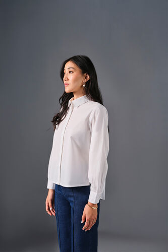 Dewdrop Cotton Shirt, White, image 6