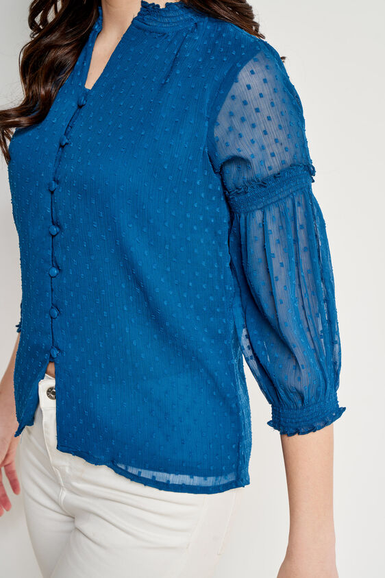 Teal Solid Blouson Top, Teal, image 6