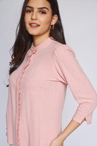 Pink Solid Curved Top, Pink, image 4