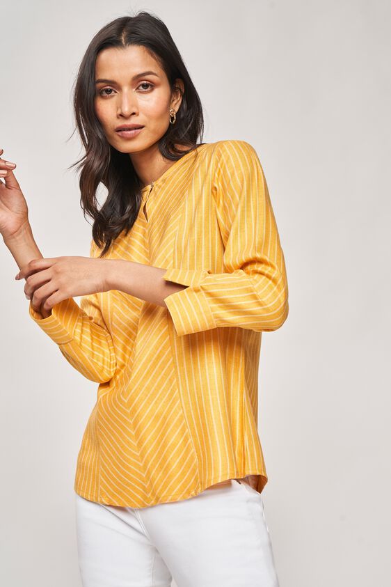 1 - Yellow Striped Fit And Flare Top, image 1