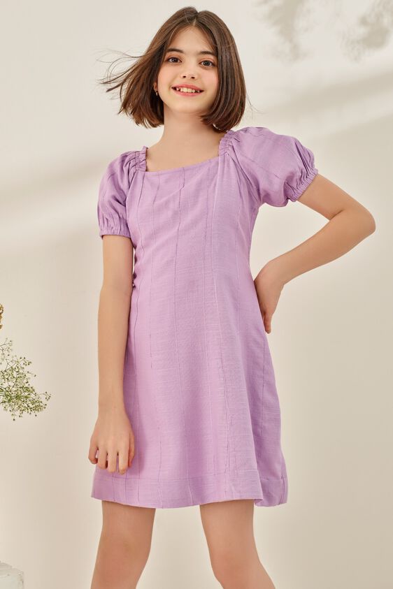 1 - Lilac Self Design Fit And Flare Dress, image 1