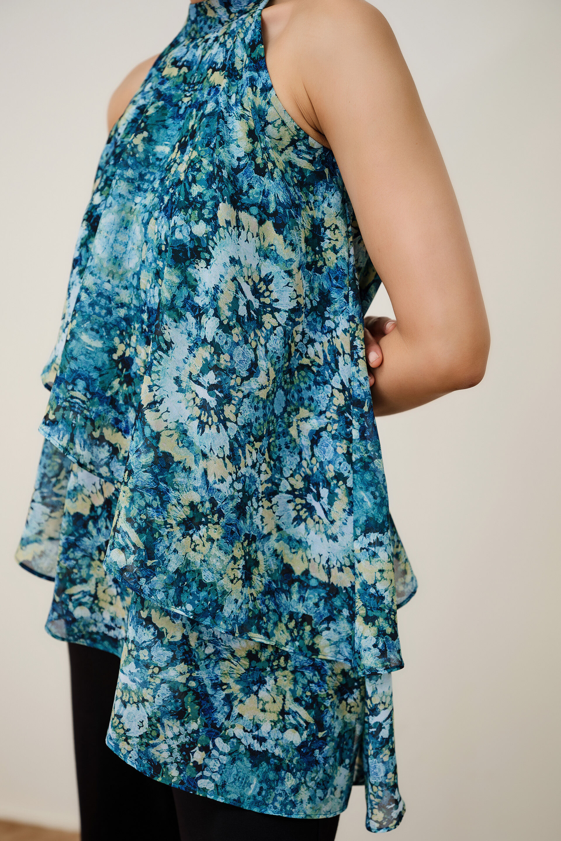 Sea Green Abstract Print Top, Green, image 5