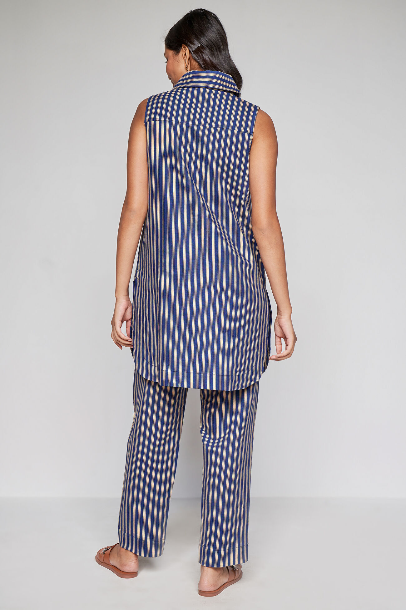Blue And Gold Striped Symmetry Coord Set, Blue, image 4