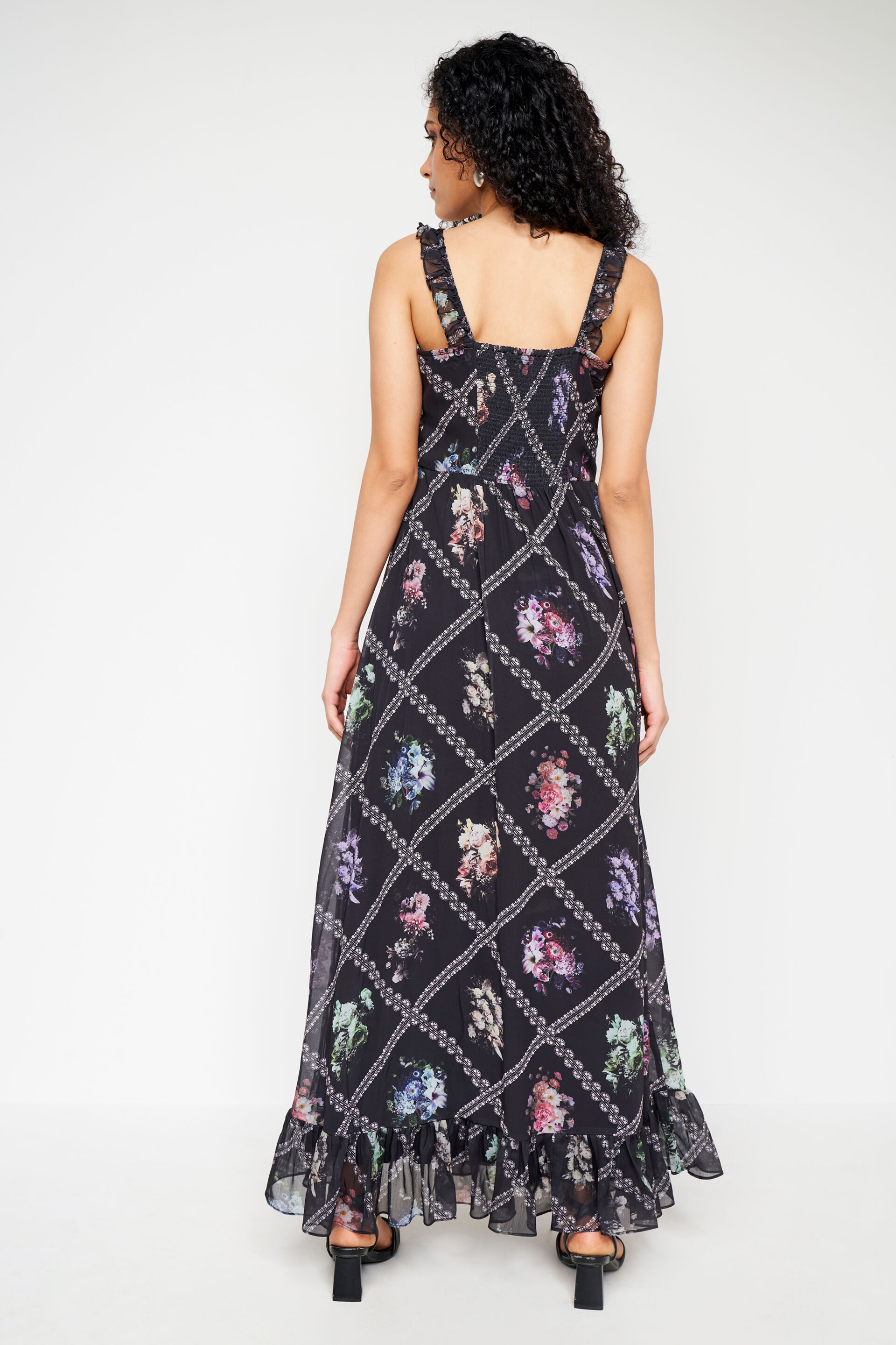 Multi Color Geometric Flared Gown, Multi Color, image 4