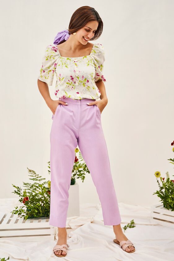 2 - White Floral Printed A-Line Top, image 2