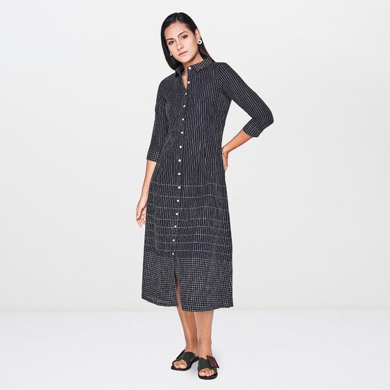 6 - Black Stripes Fit and Flare Midi Dress, image 6